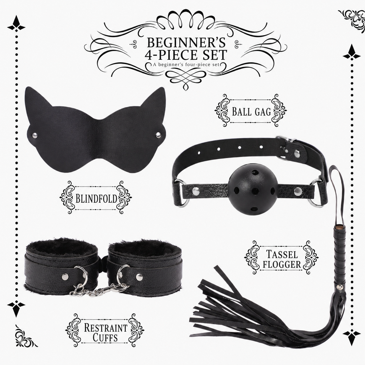 🌙🖤 Dobshow® Midnight Temptation 🎭4-Piece Couples Play Kit 🔥⛓️💋👍