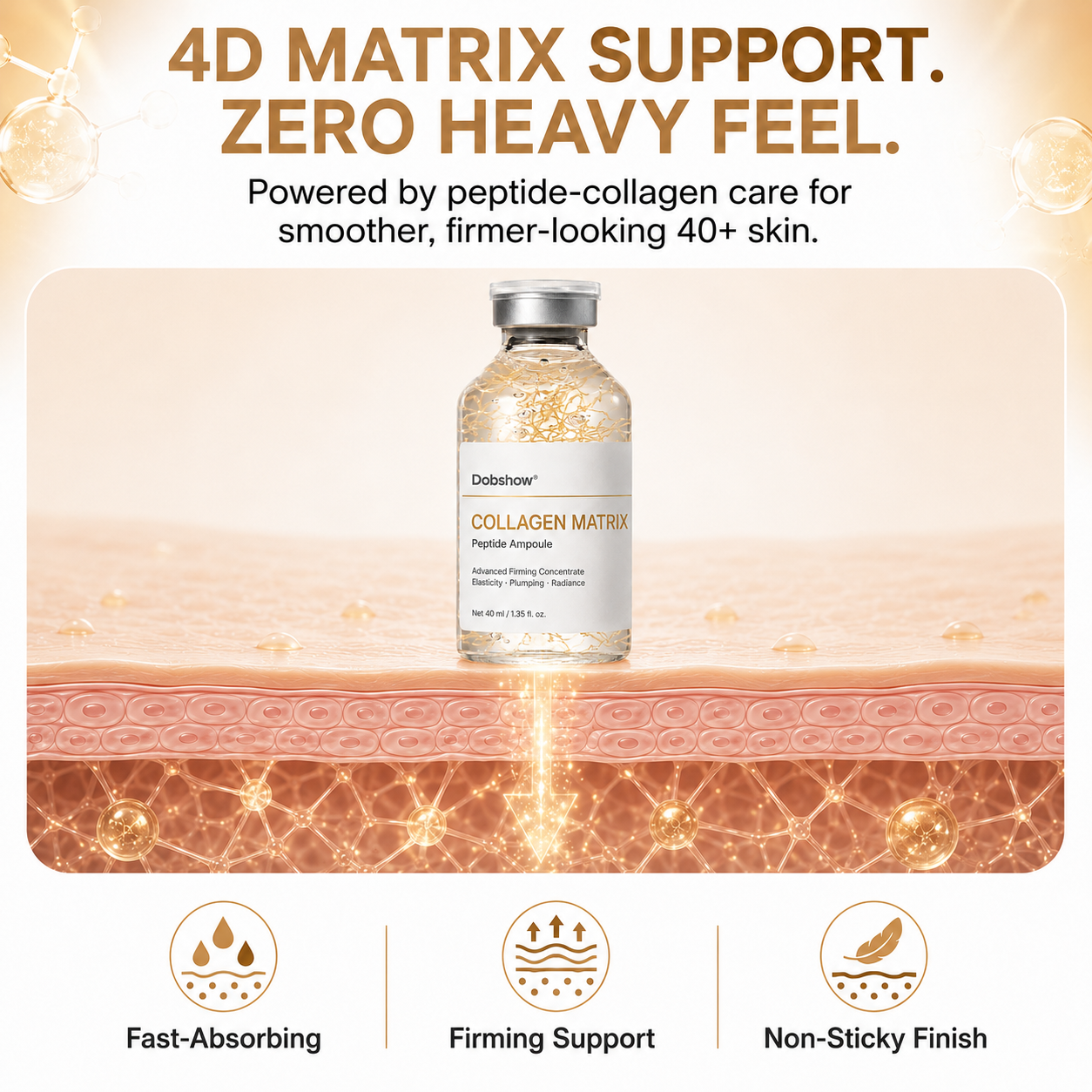 ✅ Target 40+ Aging Skin Concerns｜Dobshow® Collagen Matrix Peptide Ampoule - ⚡ Firmer, Plumper, Smoother-Looking Skin