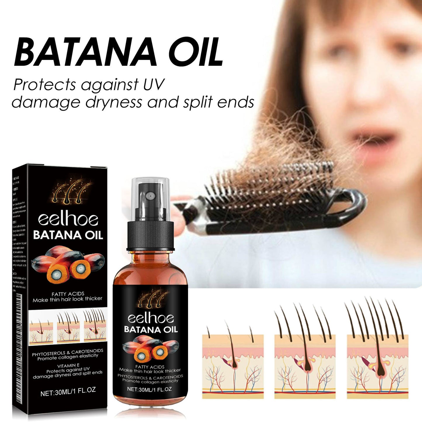 Batana Oil Hair Spray – Nourishing Scalp & Hair Care Oil for Softer, Fuller-Looking Hair