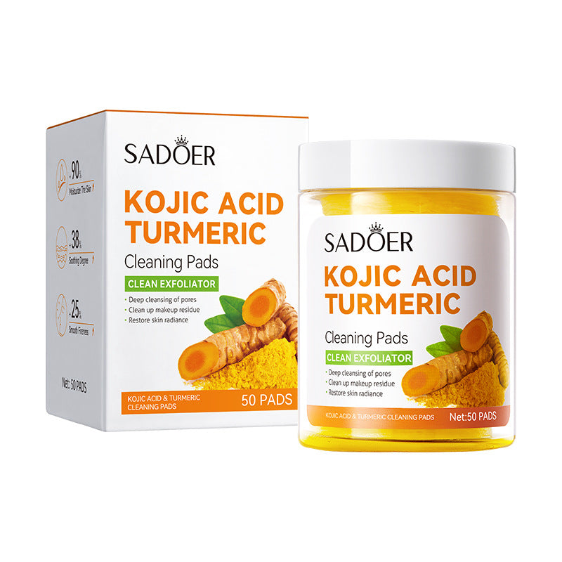 Kojic Acid Turmeric Cleansing Pads – Brightening Facial Cleansing Pads, 50 Pads