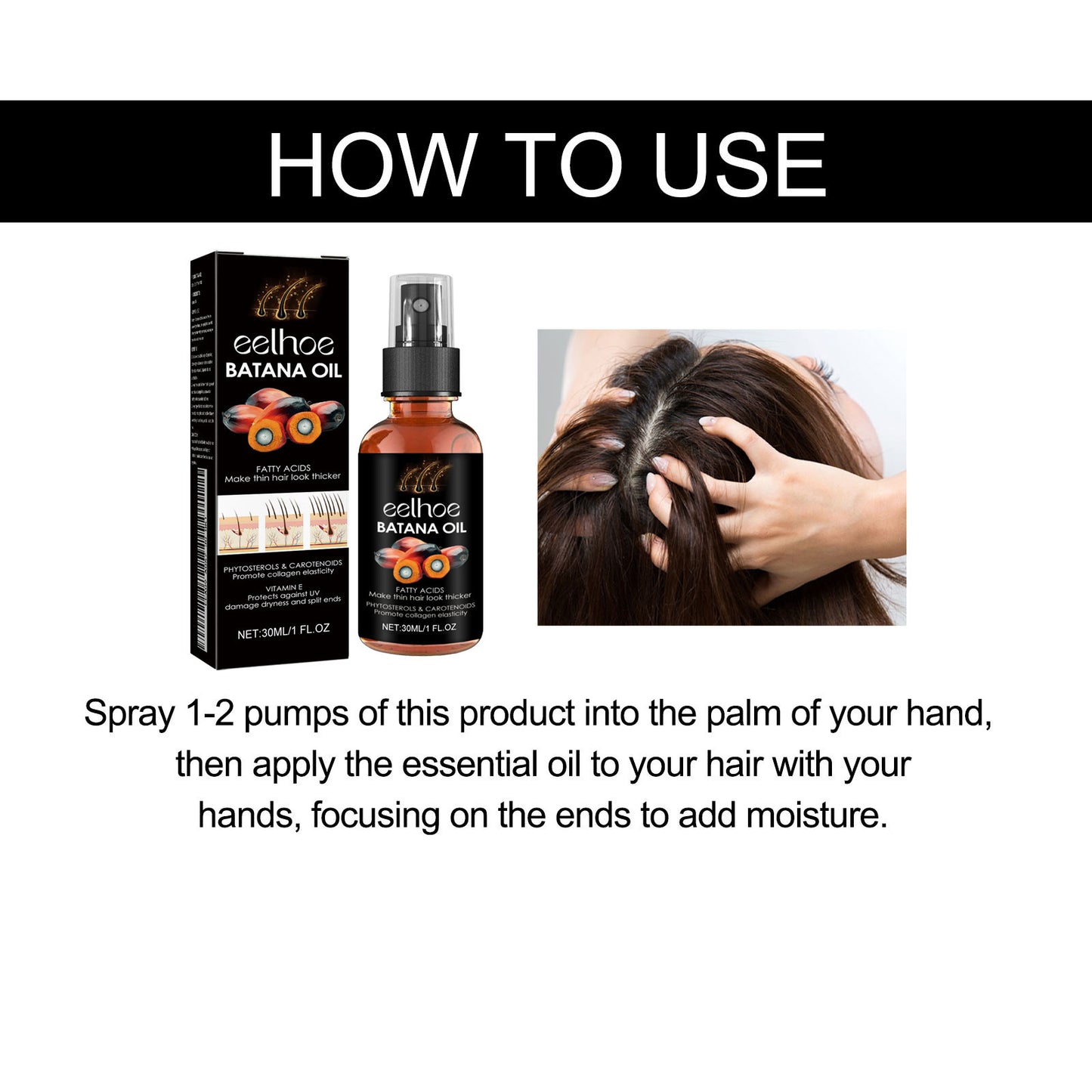 Batana Oil Hair Spray – Nourishing Scalp & Hair Care Oil for Softer, Fuller-Looking Hair