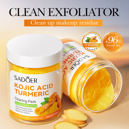 Kojic Acid Turmeric Cleansing Pads – Brightening Facial Cleansing Pads, 50 Pads