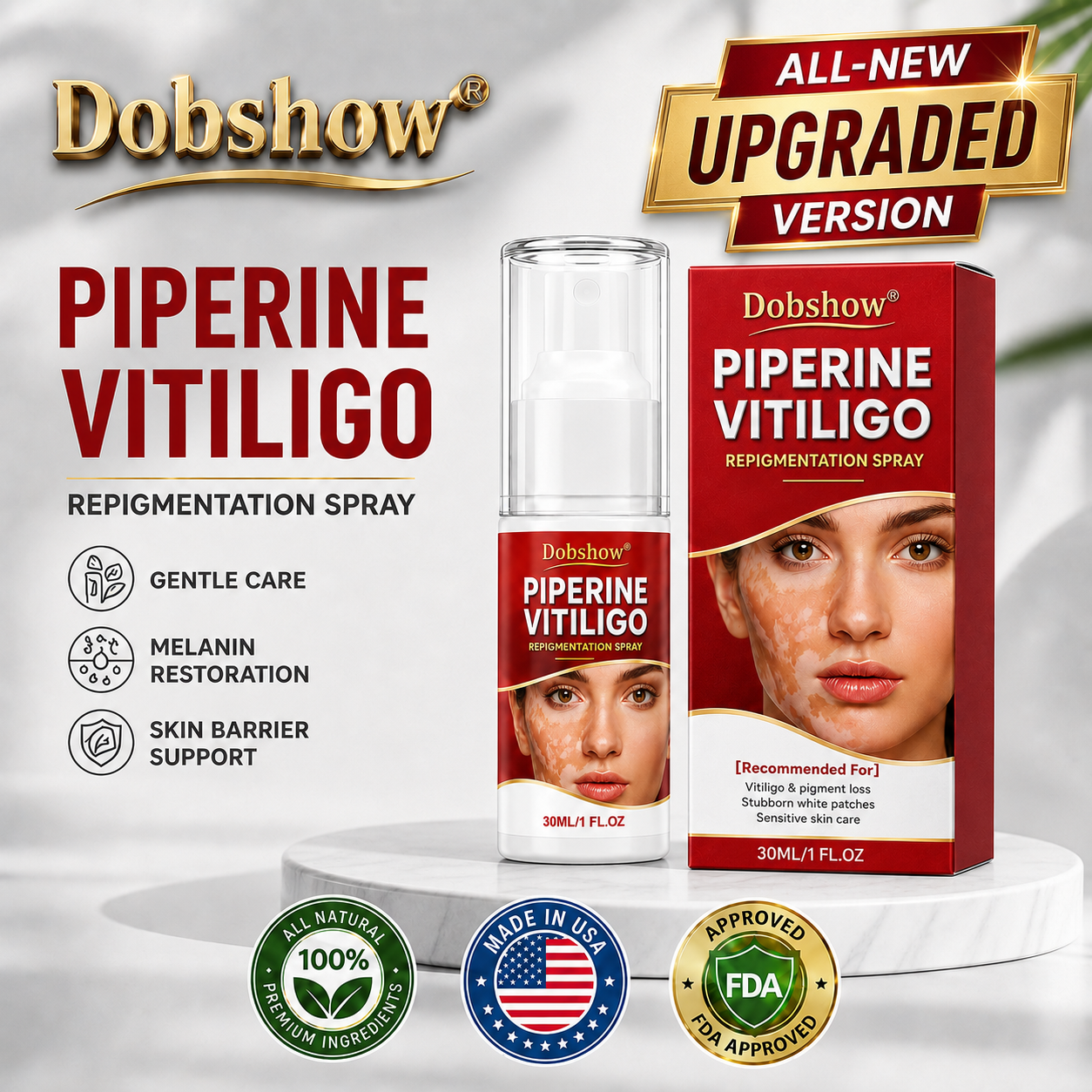 🔥100K+ SOLD | Dobshow® Advanced Piperine Vitiligo Repigmentation Spray — Upgraded Steroid-Free Botanical Formula👍